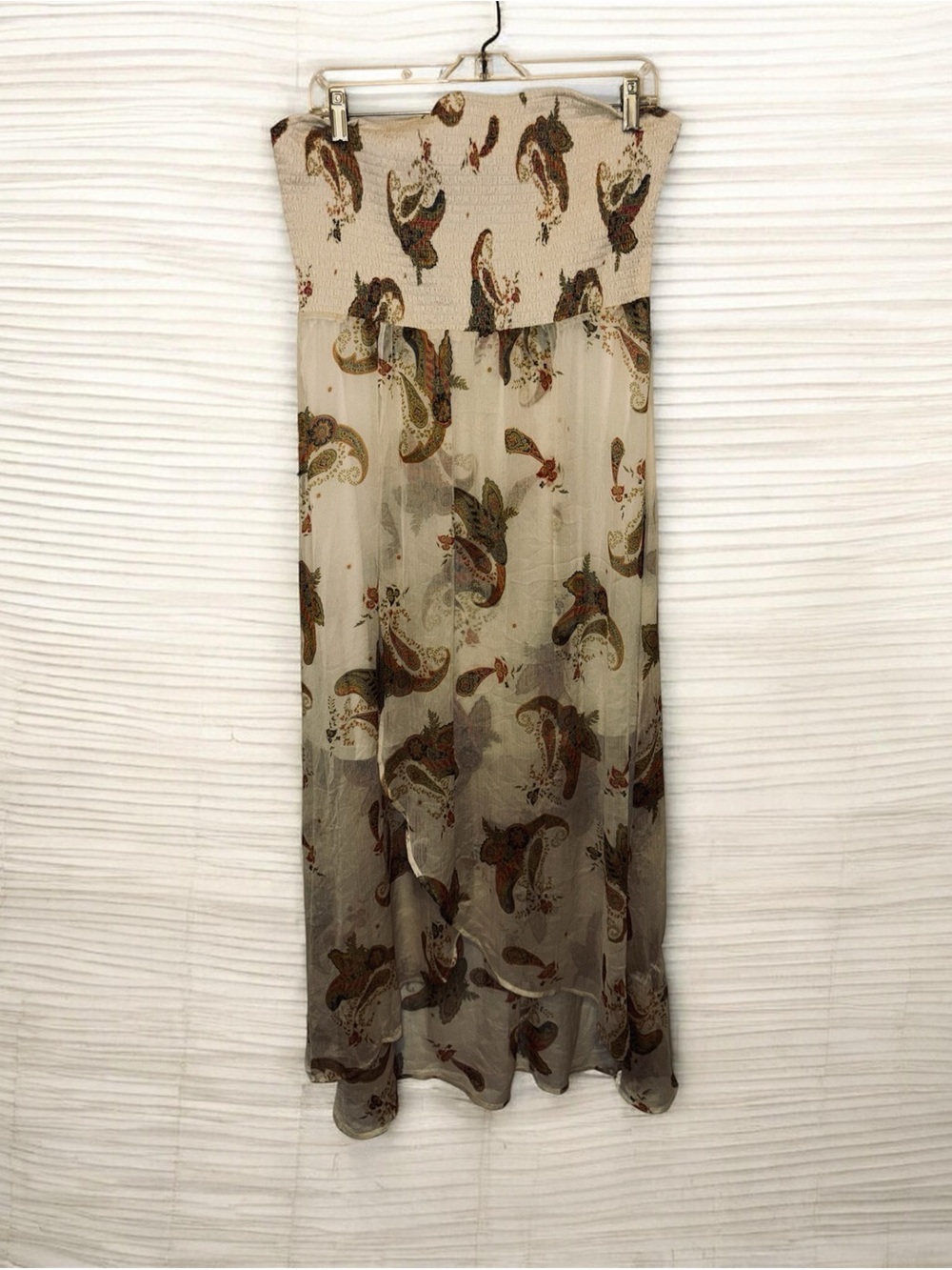 Vince Camuto strapless Sheer Paisley Maxi Skirt - Neutral Brown & Cream